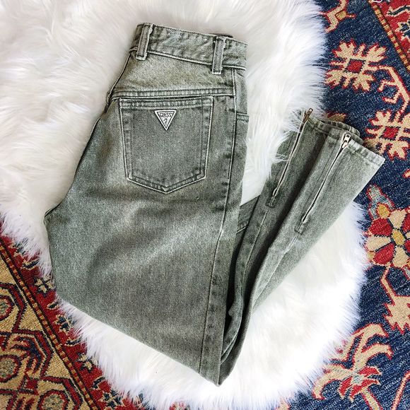 Guess Denim - GUESS VINTAGE HIGHWAISTED OLIVE GREEN JEANS RARE!